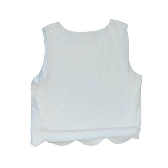 LIVING DOLL White Tank Top 3/4” Blouse W/ Scalloped Edges Size XL - Picture 2 of 3